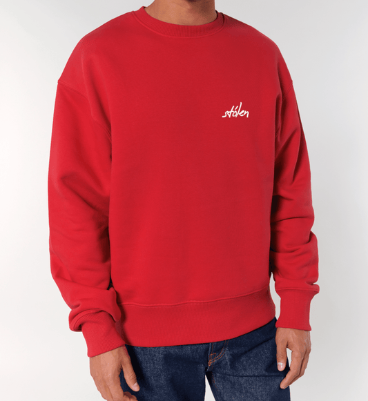 stólen "red" Relaxed Sweater, with embroidery, unisex